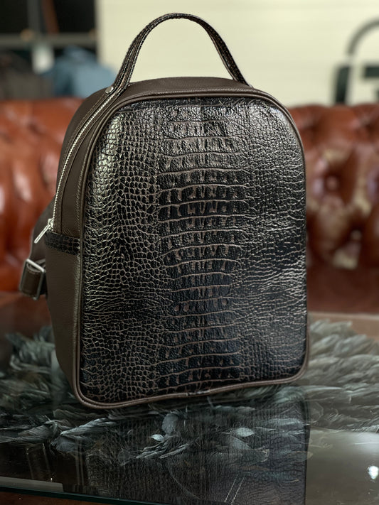 MONTARO – Lederrucksack in Espresso-Kroko