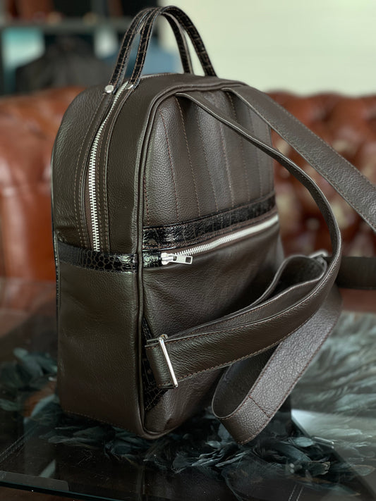 MONTARO – Lederrucksack in Espresso-Kroko