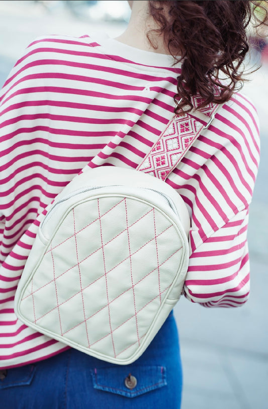 TULA - Weißer Leder Rucksack