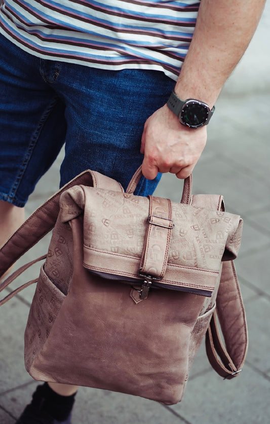 ARVEN Lederrucksack mit Rolltop