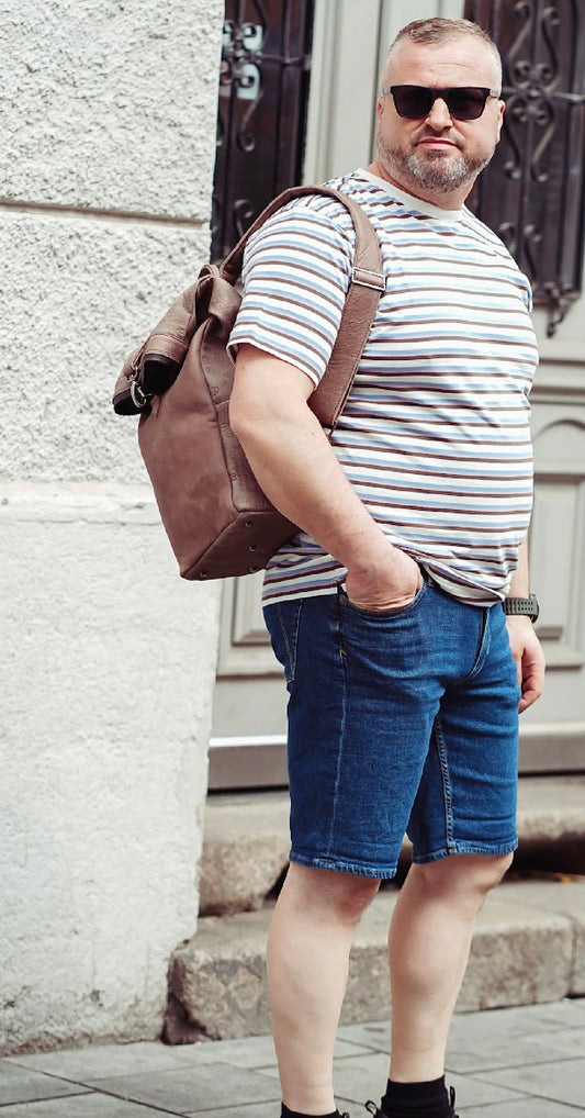 ARVEN Lederrucksack mit Rolltop
