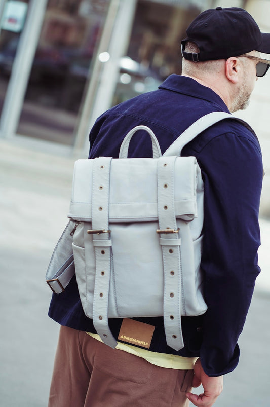 ROLLTOP Rucksack „VALTARA“ aus Leder –  Grey