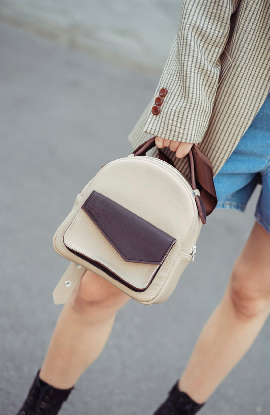 BELORIA – Zweifarbiger City-Rucksack aus Leder